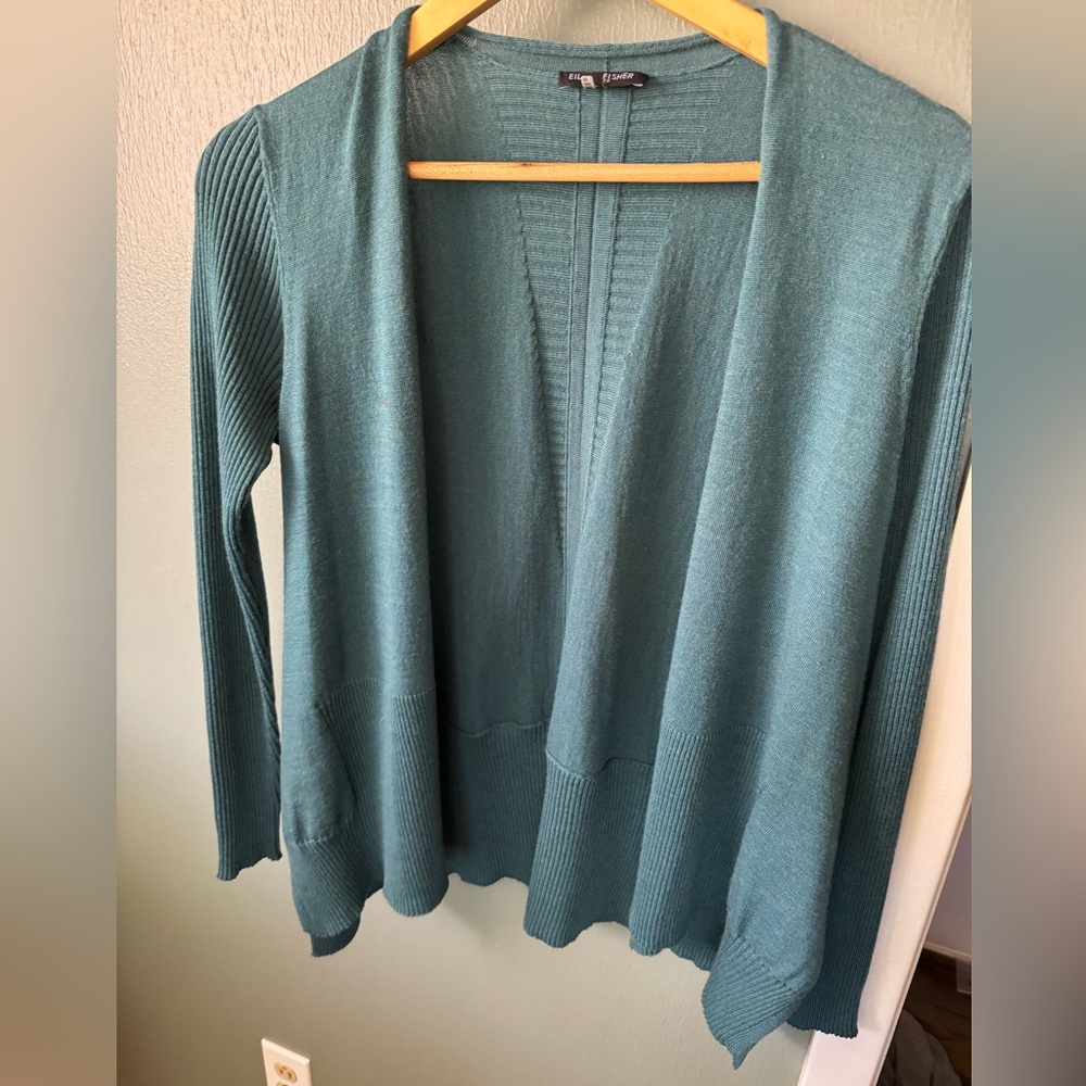 Eileen Fisher 100% Wool Cardigan women’s petite medium